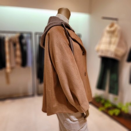 탈착후드 양모 캐시미어혼방 코트