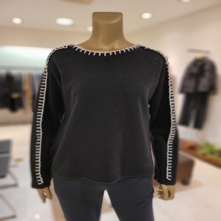 배색실 오버로크 속기모 모혼방티셔츠