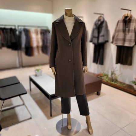 스티치 모캐시혼방 싱글 투버튼 롱코트