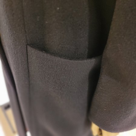 체크스탠드카라 알파카혼방 양모 롱코트