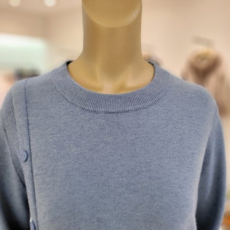 세로장식버튼 밑단 언발란스 라운드니트