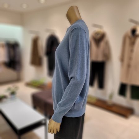 세로장식버튼 밑단 언발란스 라운드니트