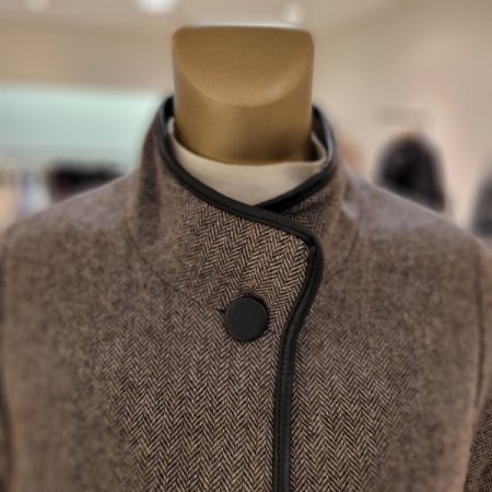 돈피파이핑 울 헤링본 속누빔 반코트