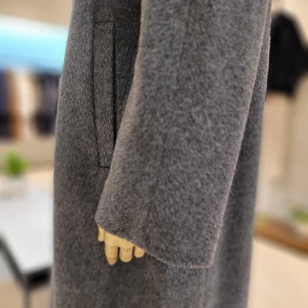 탈착 후드 폭스털 울혼방 롱코트