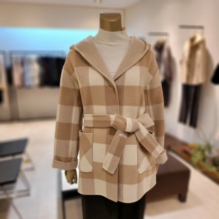 울캐시미어혼방 벨트 양면 하프코트