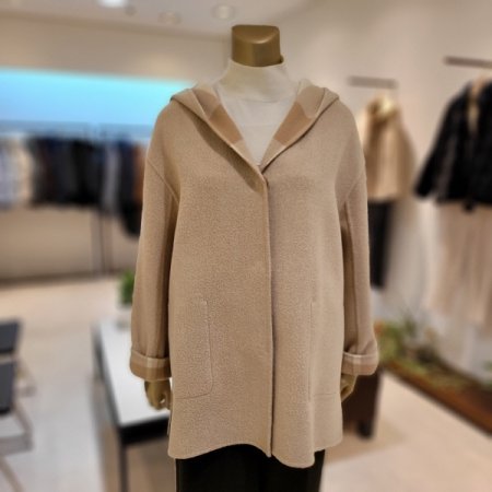 울캐시미어혼방 벨트 양면 하프코트