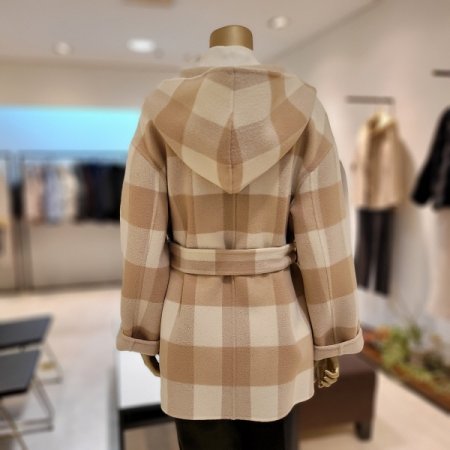 울캐시미어혼방 벨트 양면 하프코트