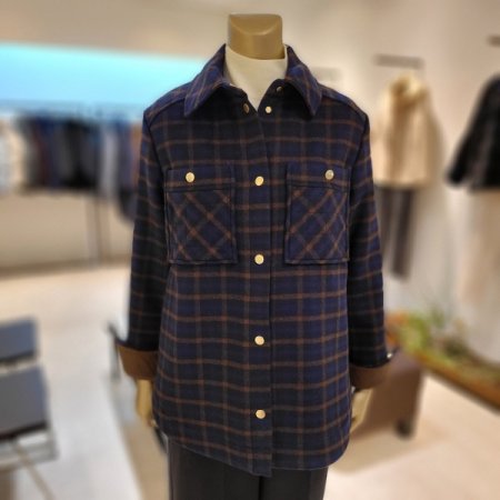 체크패턴 셔츠형 누빔 울혼방 재킷