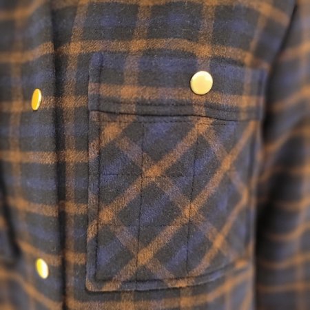 체크패턴 셔츠형 누빔 울혼방 재킷