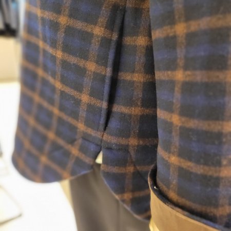 체크패턴 셔츠형 누빔 울혼방 재킷