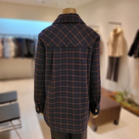 체크패턴 셔츠형 누빔 울혼방 재킷