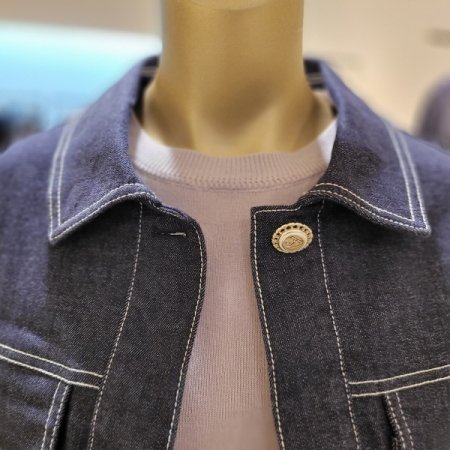 금속버튼 스티치 스판 데님 재킷