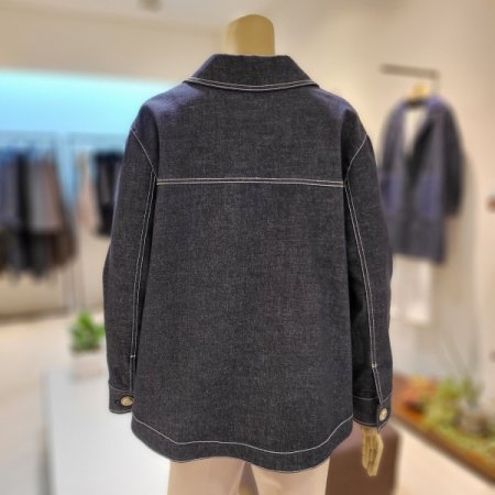 금속버튼 스티치 스판 데님 재킷