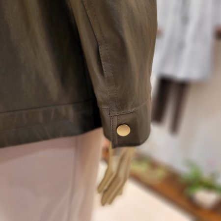 니트배색 지퍼탈부착후드 페이크레더점퍼