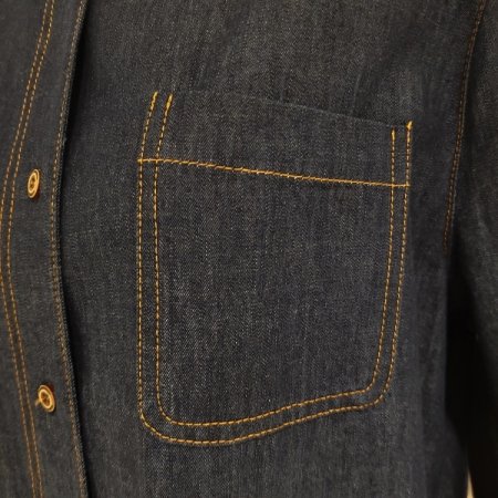 원포켓 스티치 오버핏 데님셔츠