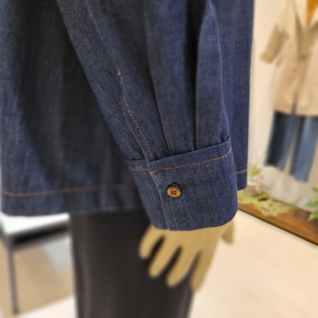 원포켓 스티치 오버핏 데님셔츠