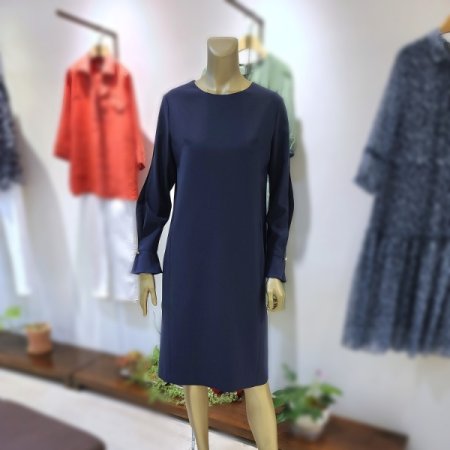 주름스커트긴팔원피스