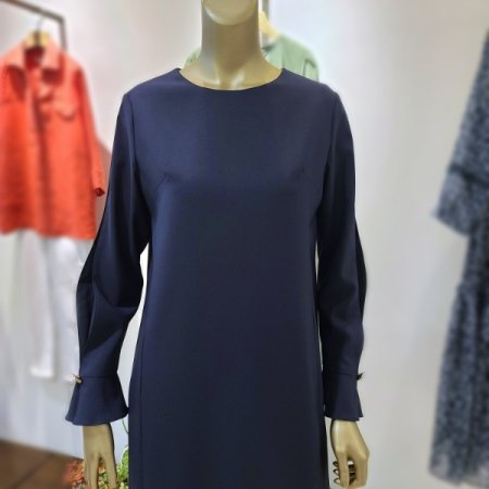 주름스커트긴팔원피스