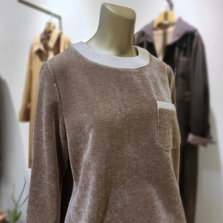 배색셋업티셔츠형블라우스