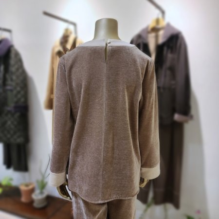 배색셋업티셔츠형블라우스