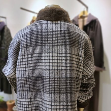 밍크탈착체크프린트코트