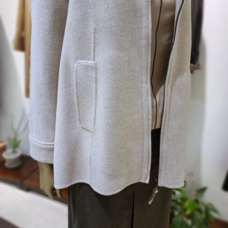 니트카라배색지퍼코트2color