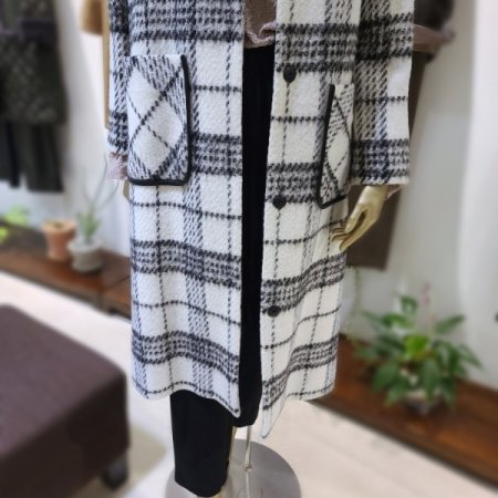 밍크퍼체크롱코트