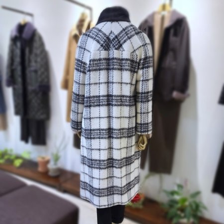 밍크퍼체크롱코트