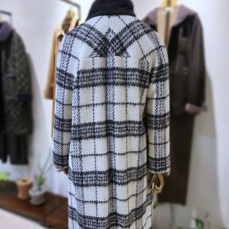 밍크퍼체크롱코트