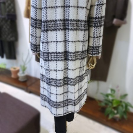 밍크퍼체크롱코트