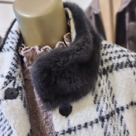 밍크퍼체크롱코트