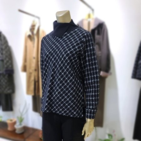 체크프린트언발목선티셔츠2color