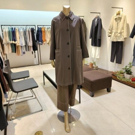 등안감누빔 스티치 롱 트렌치코트