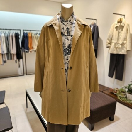 안감 배색 싱글 롱 트렌치코트