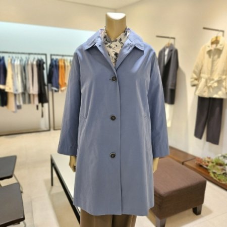 안감 배색 싱글 롱 트렌치코트