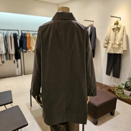 안감 배색 싱글 롱 트렌치코트