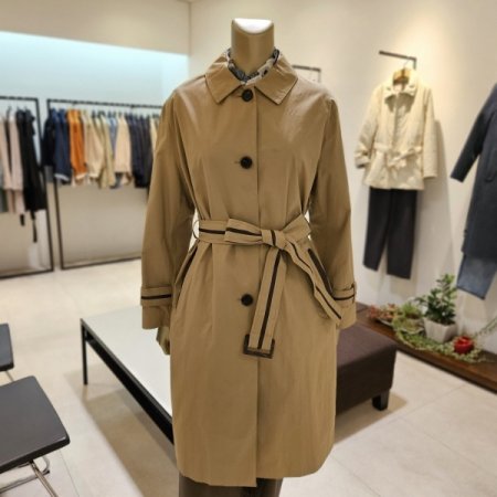 뒷트임 스티치 데님 롱 트렌치코트