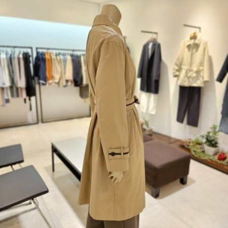 뒷트임 스티치 데님 롱 트렌치코트