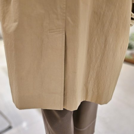 뒷트임 스티치 데님 롱 트렌치코트