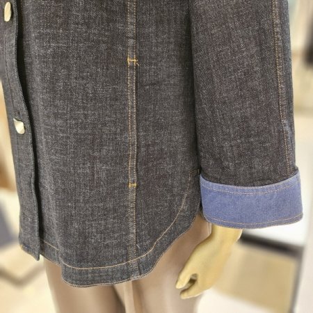 배색원단 데님 재킷