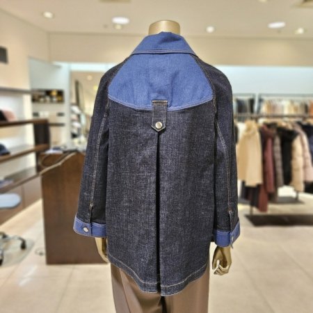 배색원단 데님 재킷