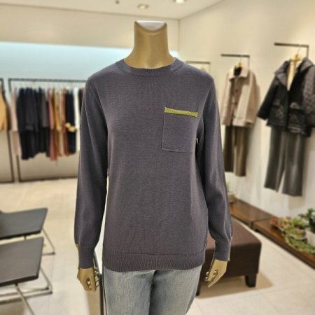 컬러배색 라운드넥 니트