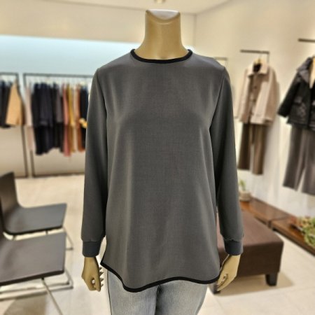 컬러배색 소매 시보리 블라우스