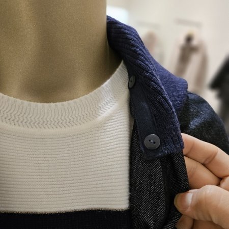 탈착니트후드 데님 롱자켓