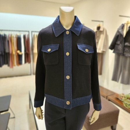 데님배색 니트 자켓