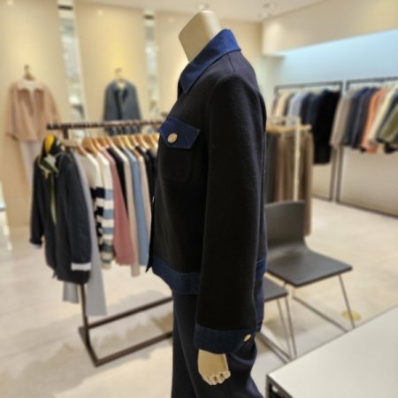 데님배색 니트 자켓