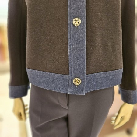 데님배색 니트 자켓