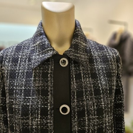 카라 체크 트위드 재킷