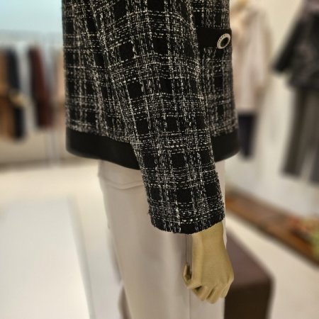 카라 체크 트위드 재킷