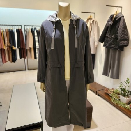 허리스트링 롱 후드점퍼